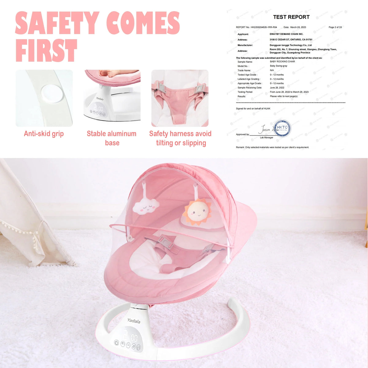 Pink Electric Baby Swing Y16785