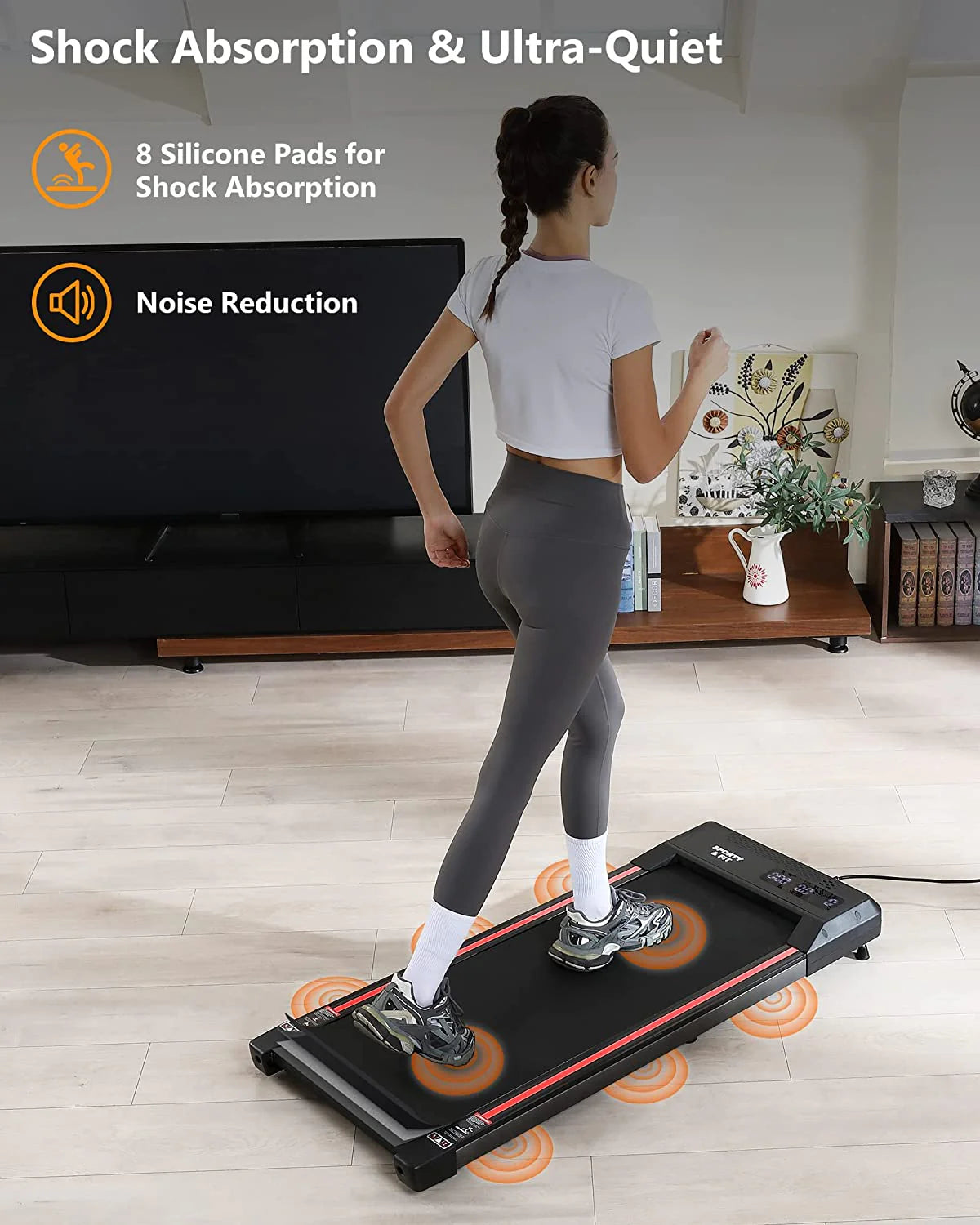 Black Portable Treadmill with Bluetooth Speaker I9075