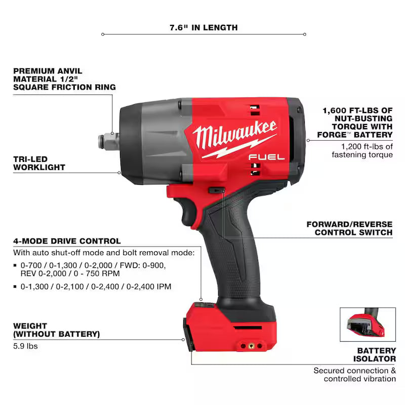 18-Volt Lithium-Ion Brushless Cordless 1/2 in. Impact Wrench & 1/4 in. Hex Impact Driver L6247
