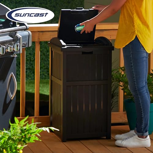 Resin 30 Gallon Outdoor Trash Container with Lid N355516