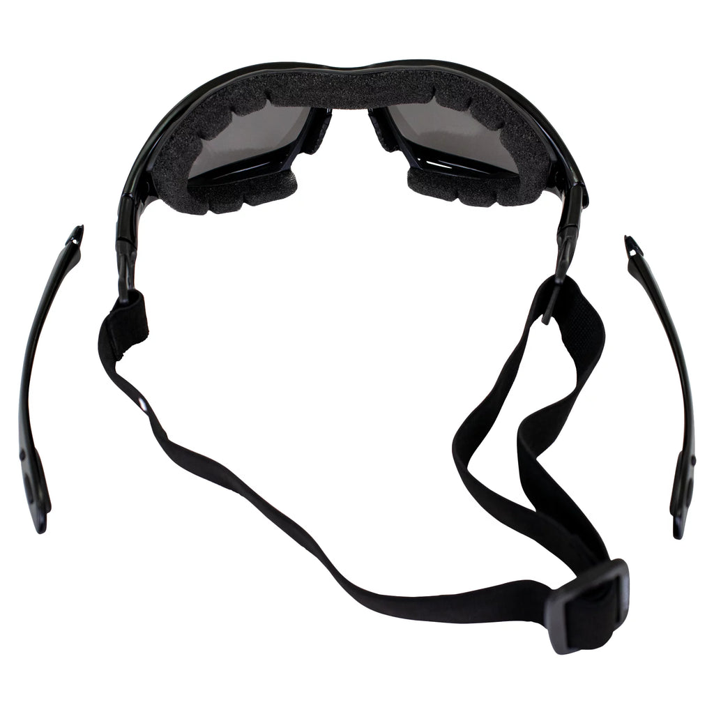 2 Pairs Padded Motorcycle Glasses Convertible to Goggles Shatterproof UV400 Black P4701