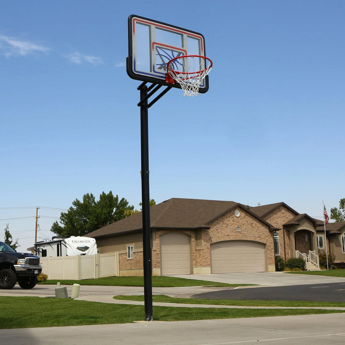 Adjustable Inground Basketball Hoop 44 inch Polycarbonate D42578