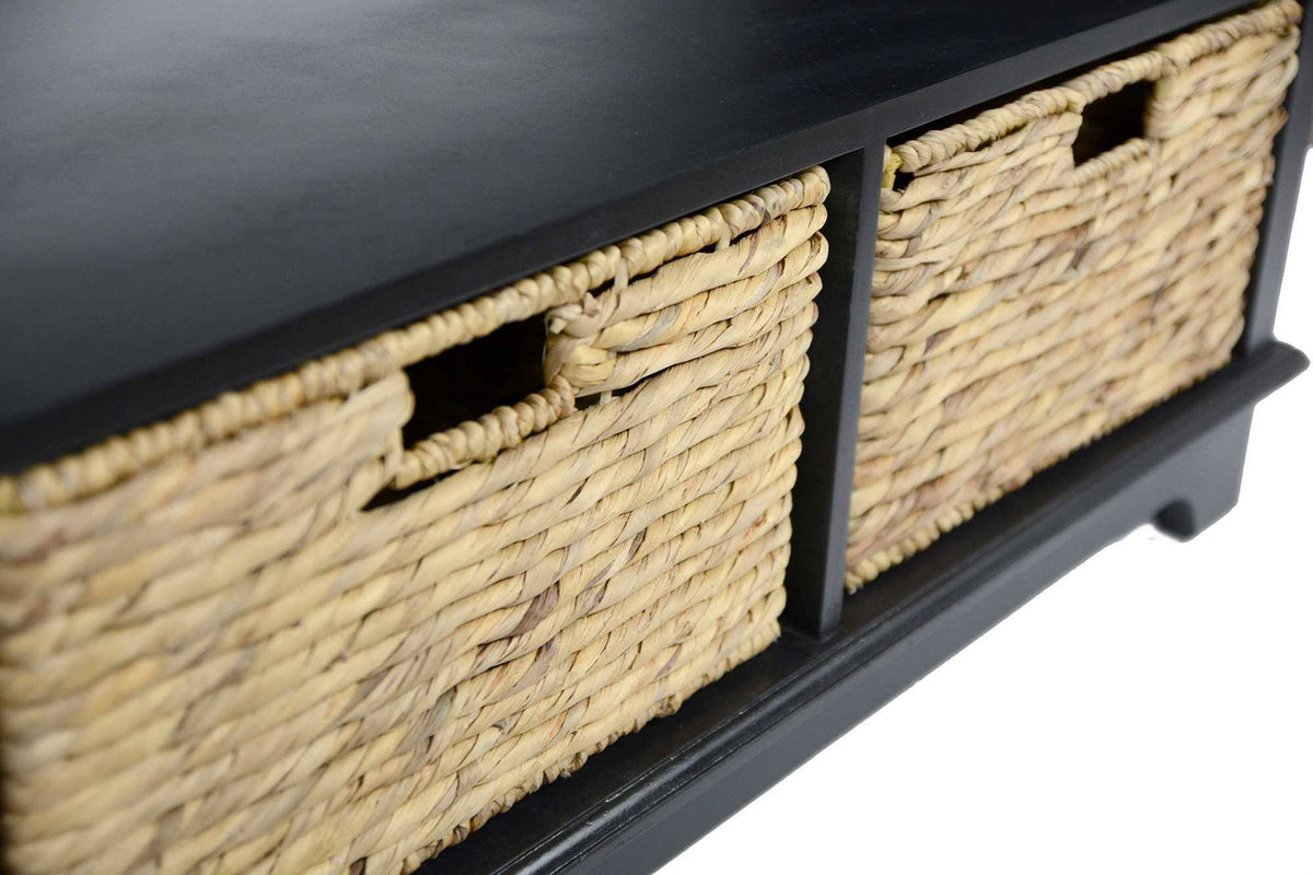 Black Wood Entertainment Cabinet with 2 Storage Baskets E58954