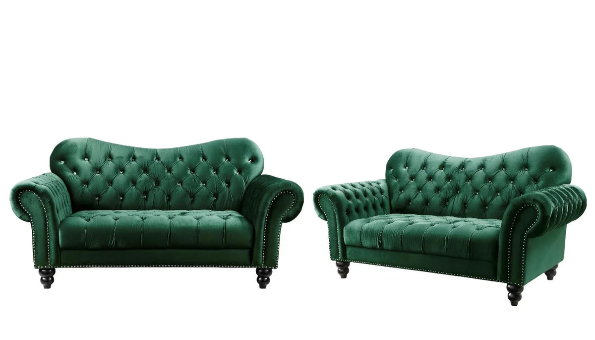 Green Velvet Sofa and Loveseat Z703