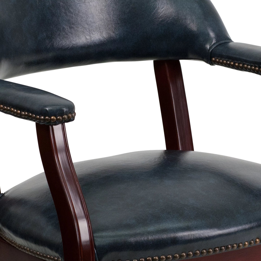 Navy Vinyl Conference Chair with Casters N139813