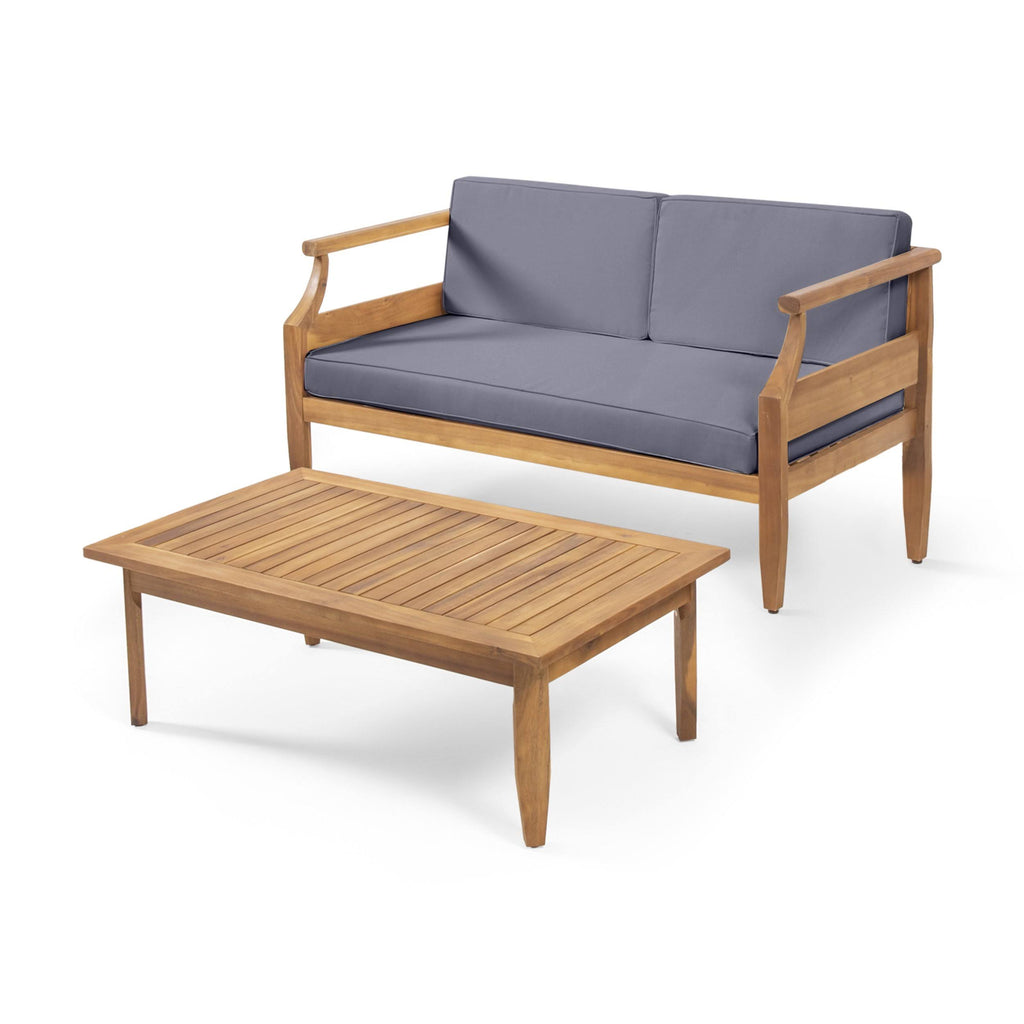 Dark Gray Acacia Wood Loveseat Set Y833