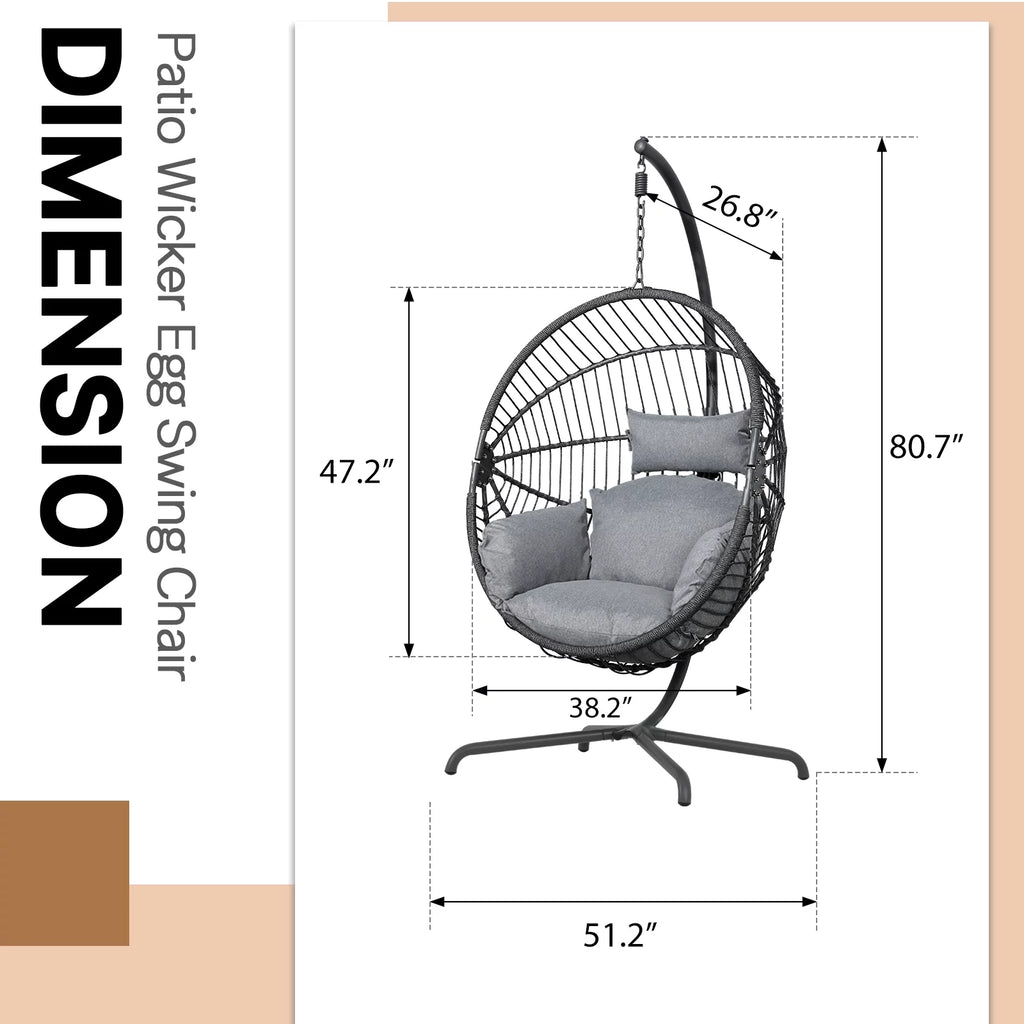 Oversized Dark Gray Hammock Chair with Stand W497