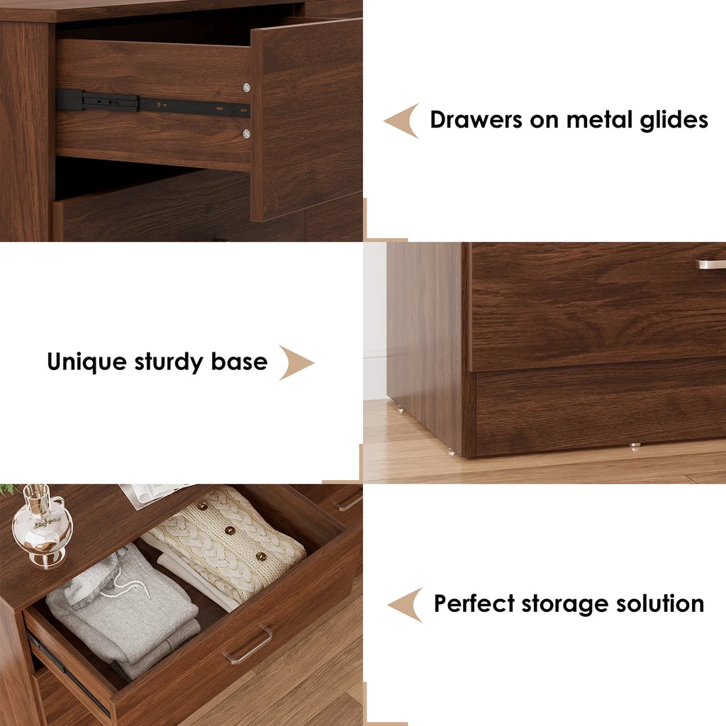 Black 6 Drawer Wood Double Dresser A1376
