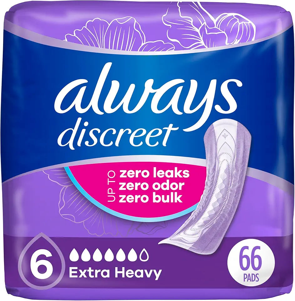 Adult Incontinence Pads Extra Heavy Absorbency Regular Length 66 Count Y466