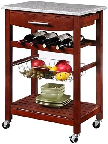 Pine Wood Rolling Kitchen Island Cart with Storage X45484