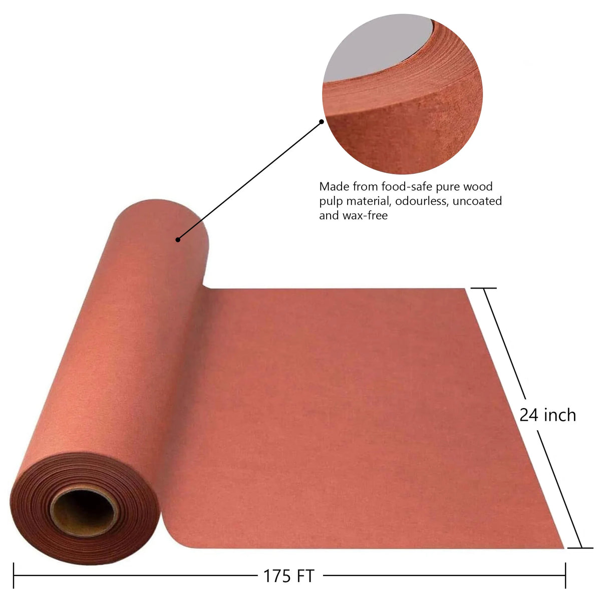 Heavy Duty Butcher Paper Roll 24 inch x 175 feet Food Grade Kraft Paper A298