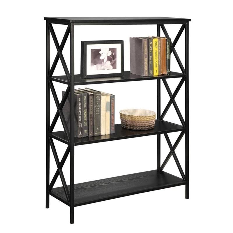 3 Shelf Black Wood Bookcase Y365
