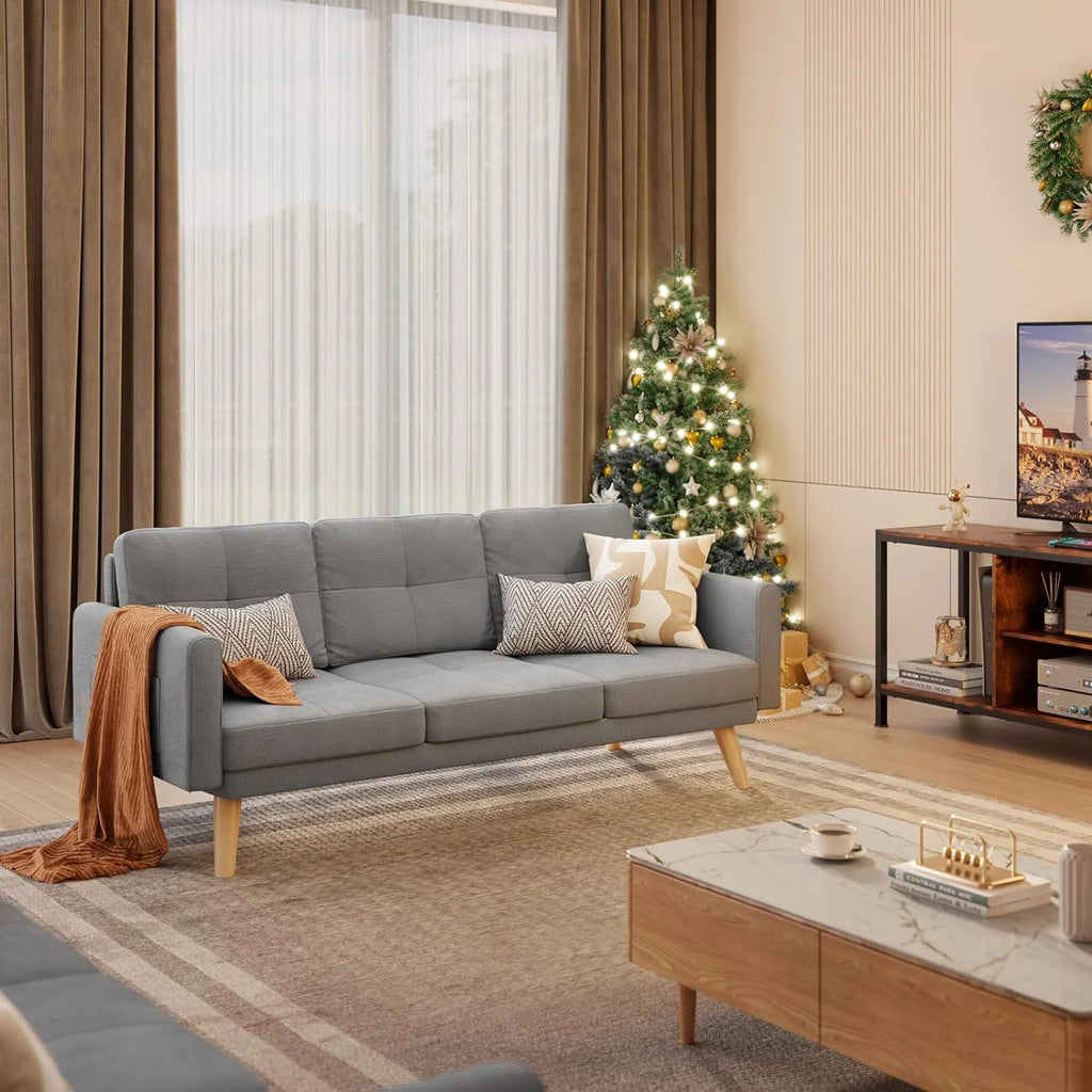 Gray 2-Seater Sofa with 3 Pillows L95336