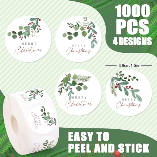 1000 Pcs Christmas Stickers Roll Self-Adhesive R10843