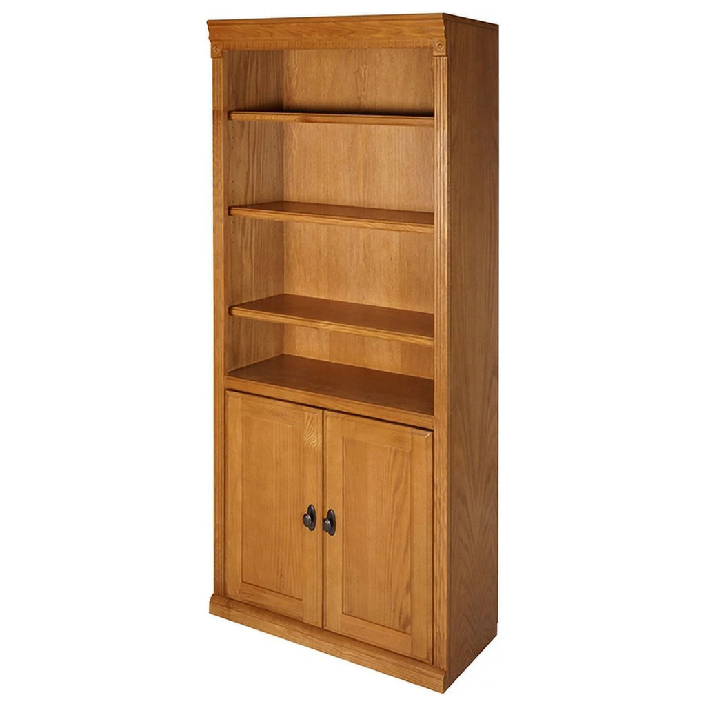 Brown Wood Bookcase with Lower Doors J7386