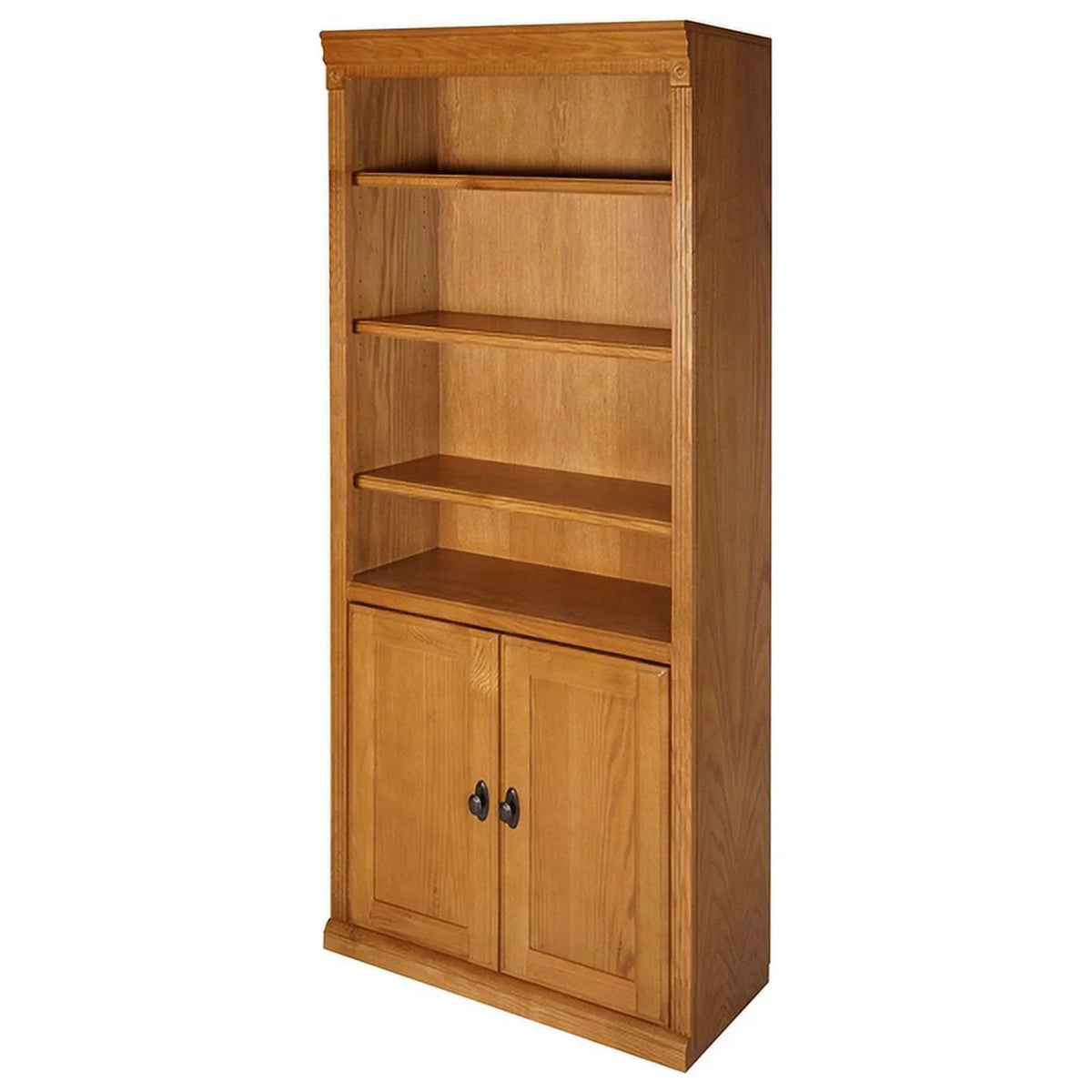 Brown Wood Bookcase with Lower Doors J7386
