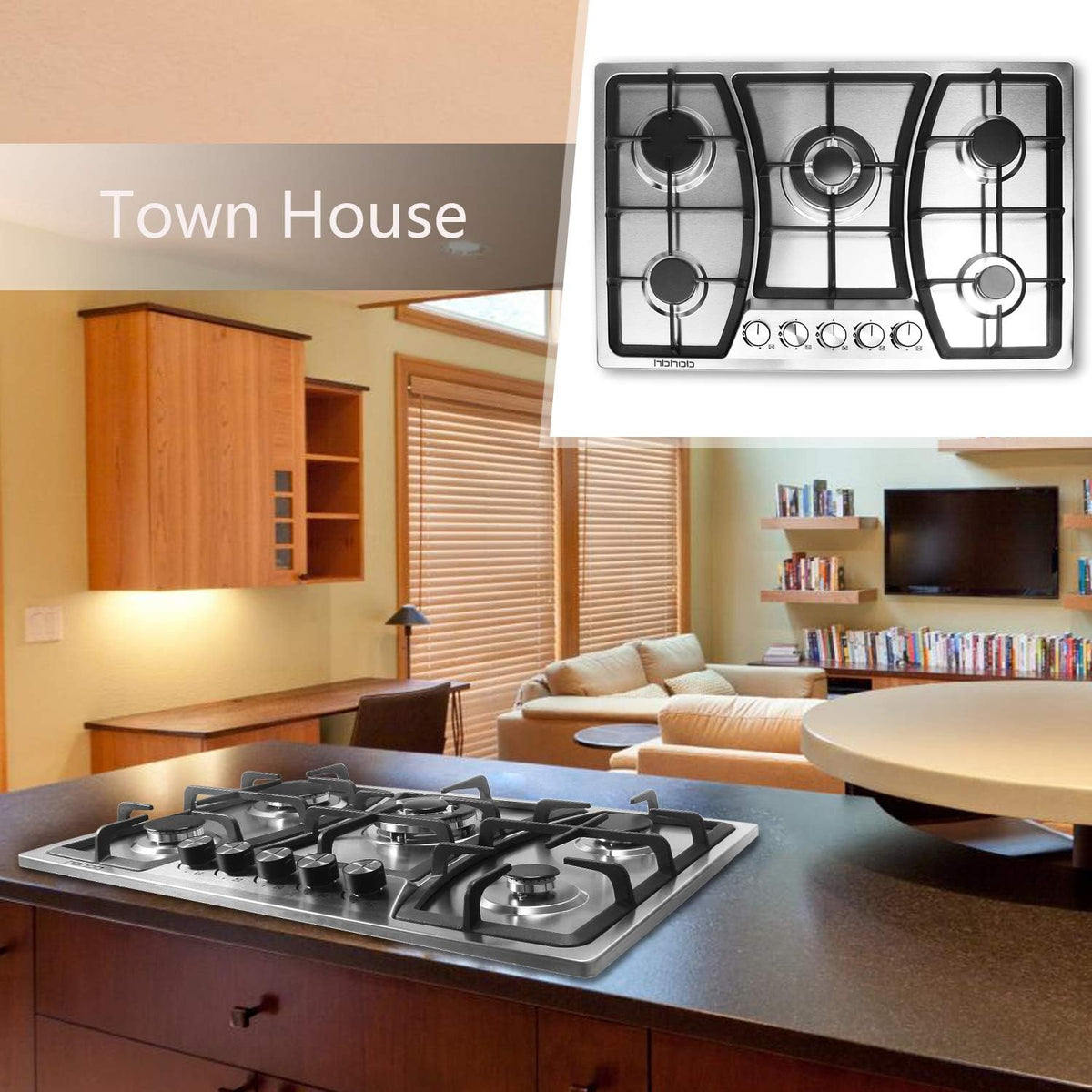 30 inches 5 Burners Stainless Steel Gas Cooktop P9675