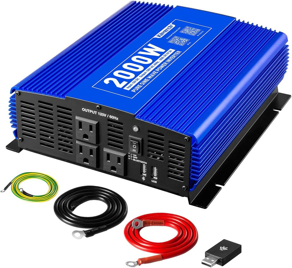 3000W Pure Sine Wave Power Inverter 12V DC to 110V AC with 4 AC Outlets 2 USB Ports P297745