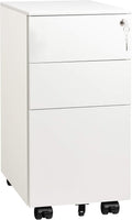 White 3 Drawer Slim File Cabinet with Lock R218