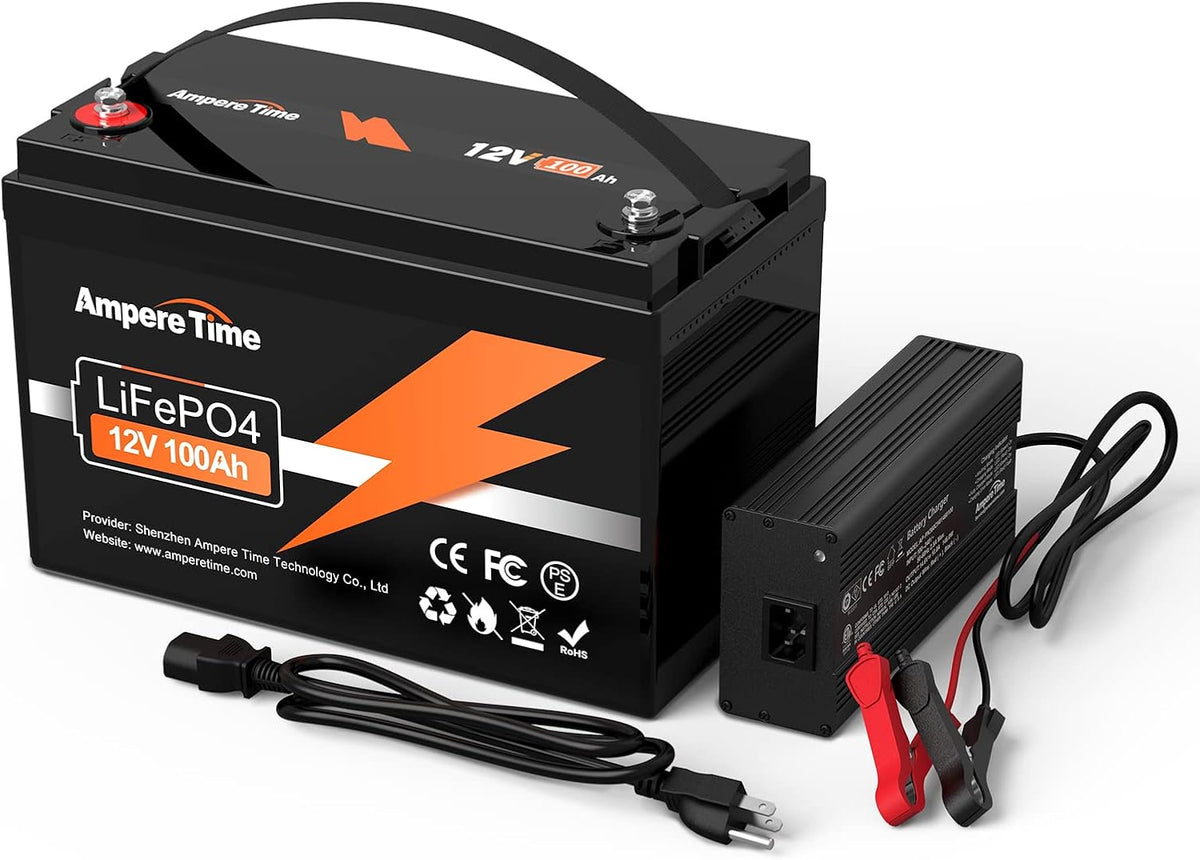 12V 100Ah LiFePO4 Battery with 14.6V 10A Lithium Battery Charger B620622