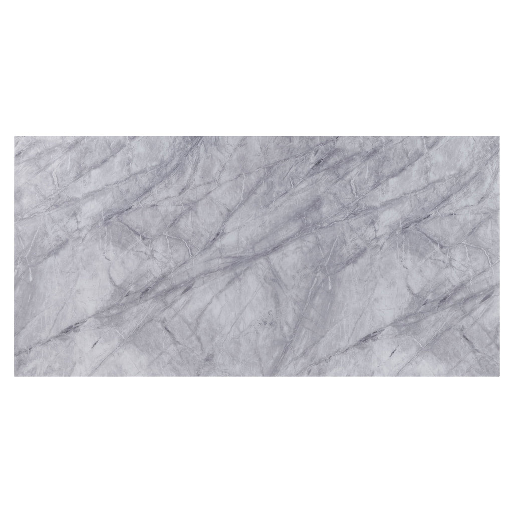 Light Gray Mirrored Silver Dining Table Q437028