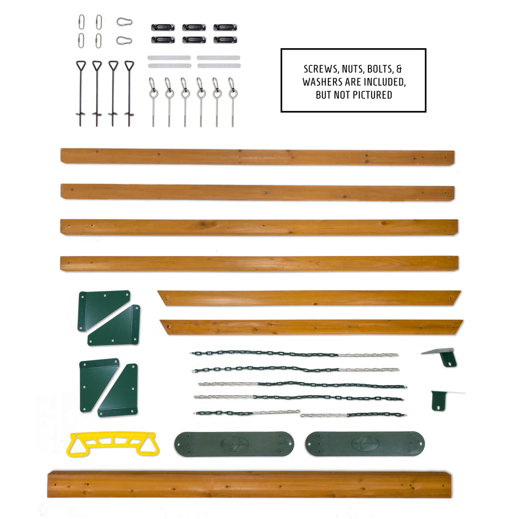 Wooden Swing Set with Two Swings and a Trapeze Y6600