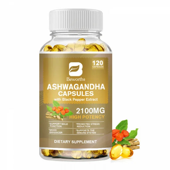 Organic Ashwagandha Capsules 2100mg 120 Softgels K977842