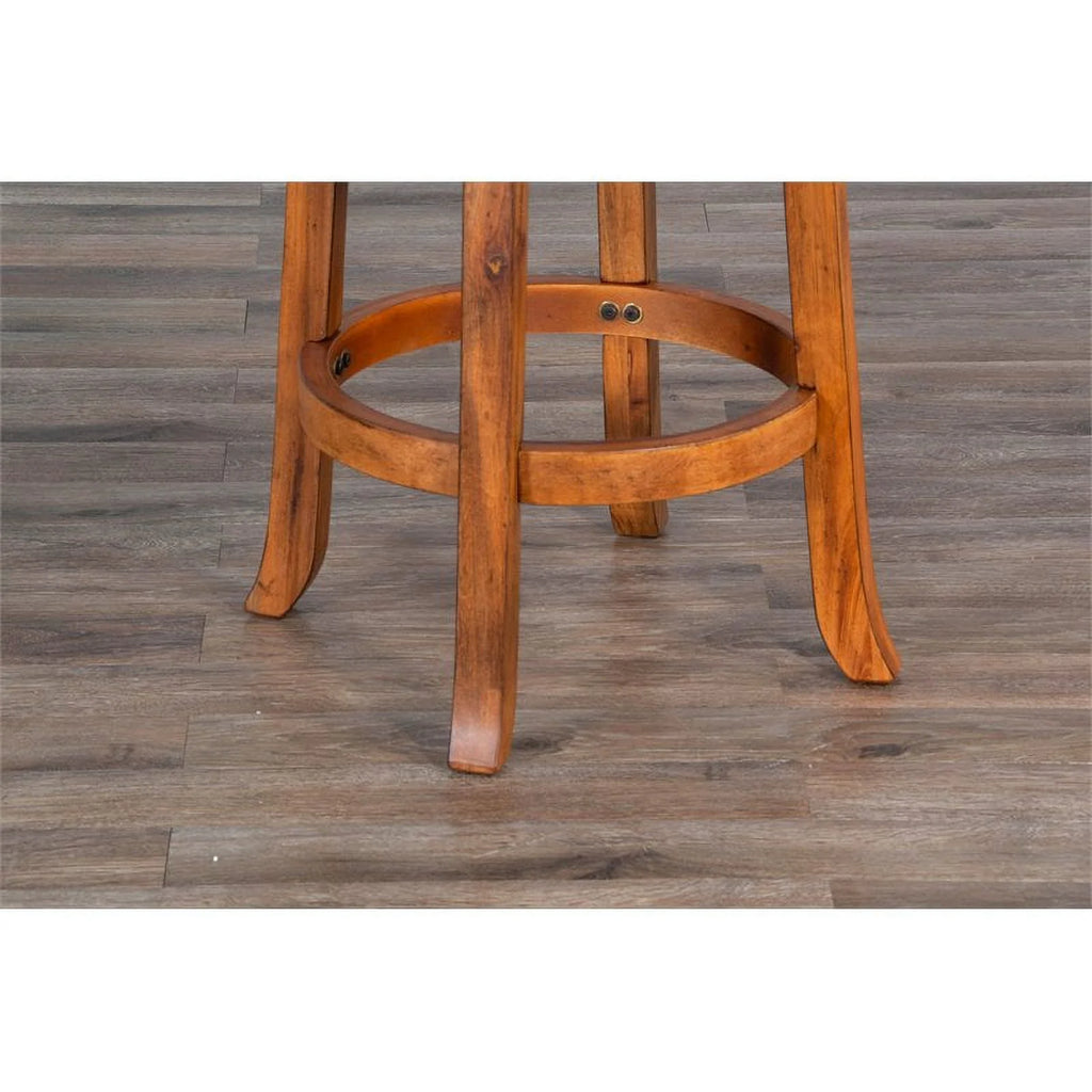 24" Mahogany Wood Backless Swivel Stool Set of 2 Y479903