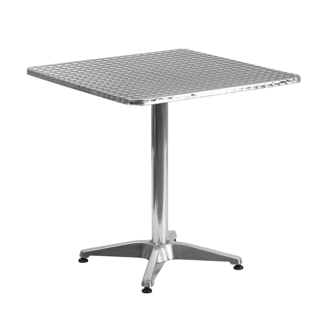 27.5'' Square Aluminum Table Set with 2 Black Rattan Chairs S10717