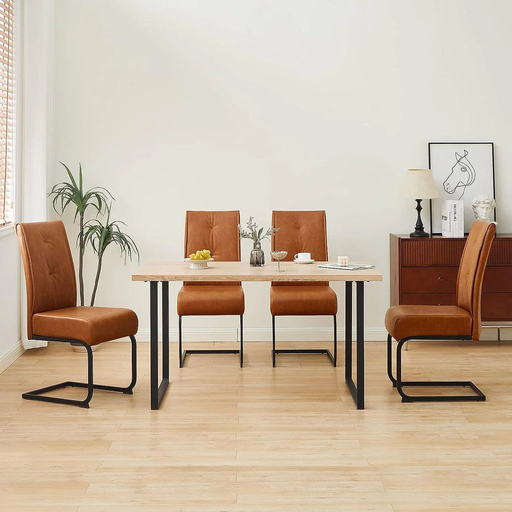 High Back Dining Chairs Set of 2 Brown V5449