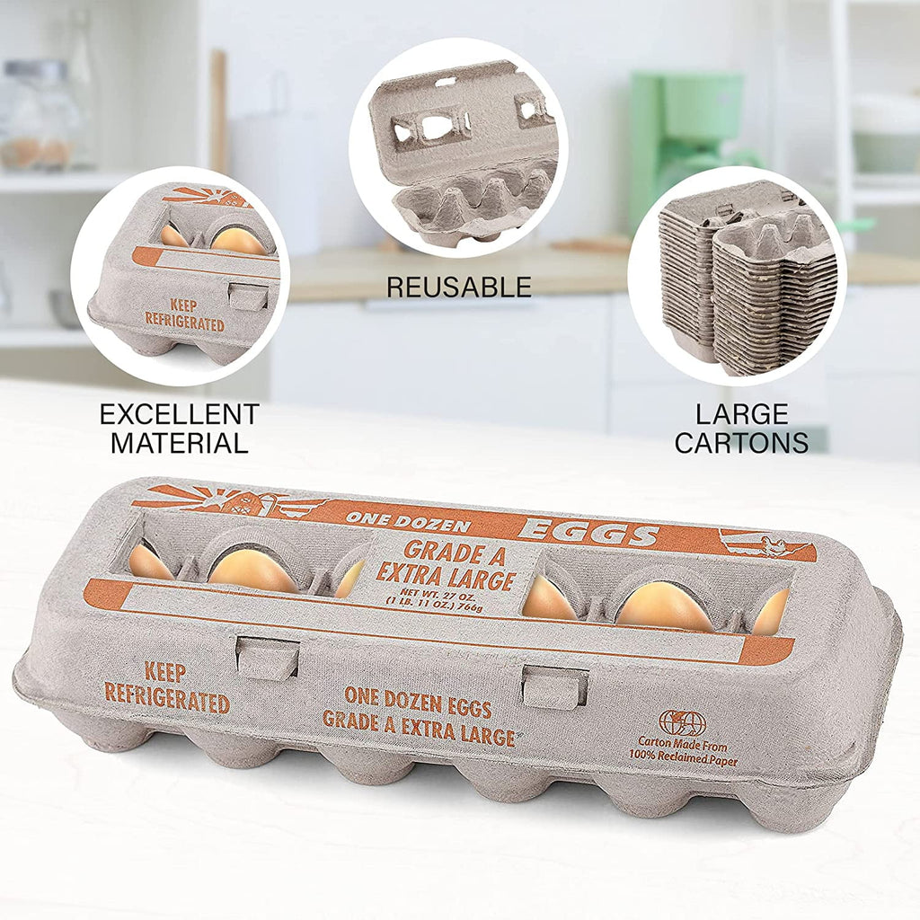 Printed XL Pulp Egg Cartons 12 Count Pack of 25 B9274