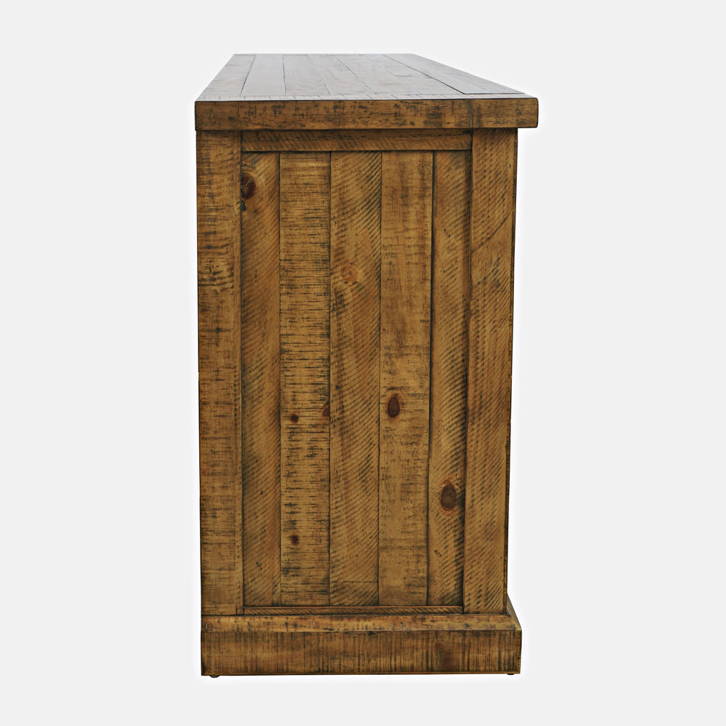 Rustic Solid Pine Storage Console TV Stand with Electric Fireplace Q637178