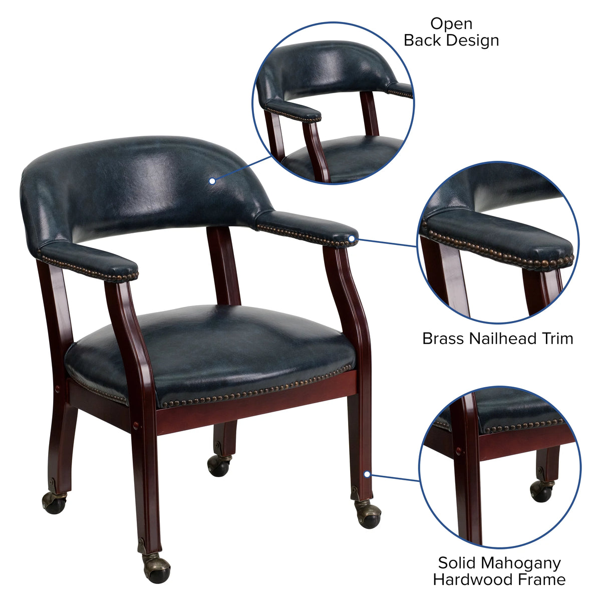 Navy Vinyl Conference Chair with Casters N139813