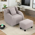 Grey Teddy Short Plush Swivel Accent Chair with Ottoman D946322