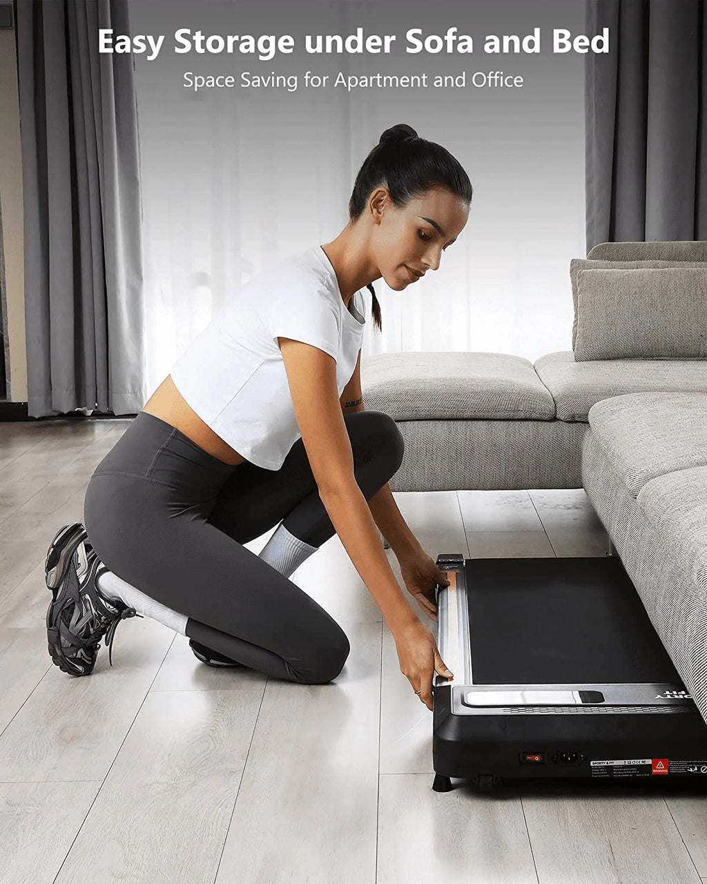 Black Portable Treadmill with Bluetooth Speaker I9075