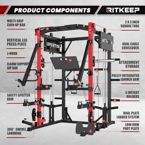 Smith Machine with Adjustable Weight Bench and Pulley System R2326