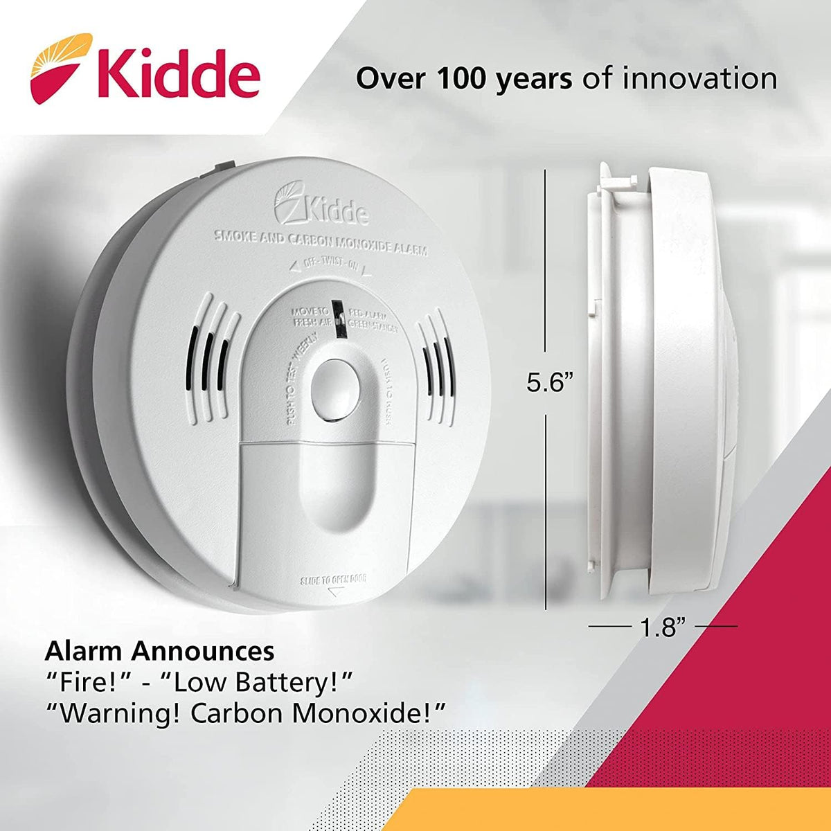 Hardwired Interconnect Smoke & Carbon Monoxide Detector with Battery Backup, Pack of 2 F7961