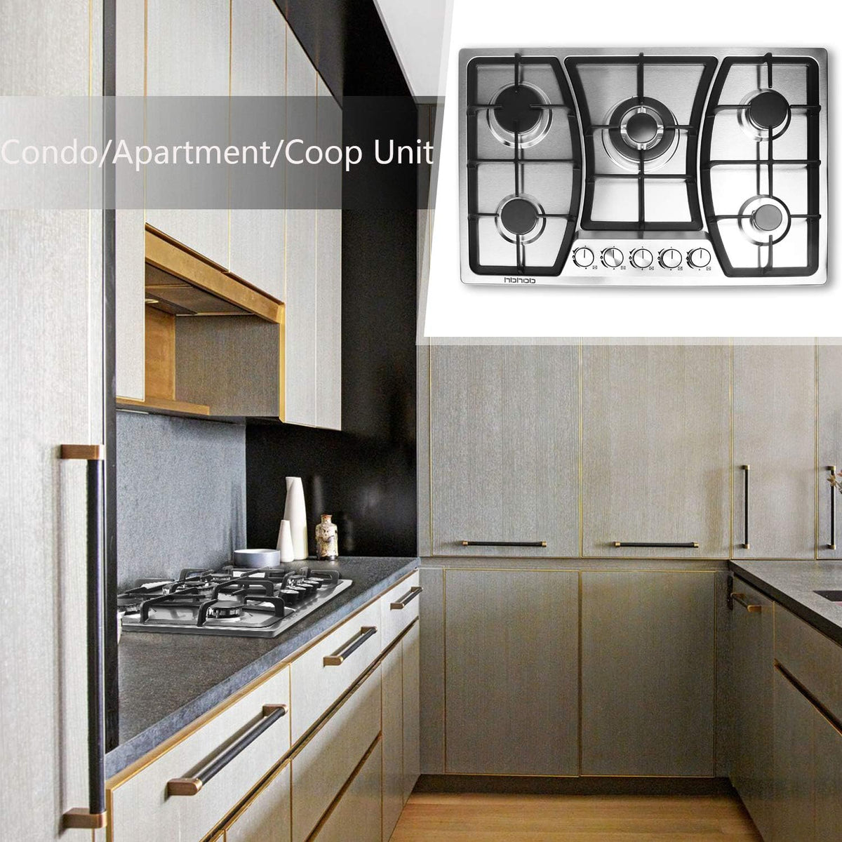 30 inches 5 Burners Stainless Steel Gas Cooktop P9675