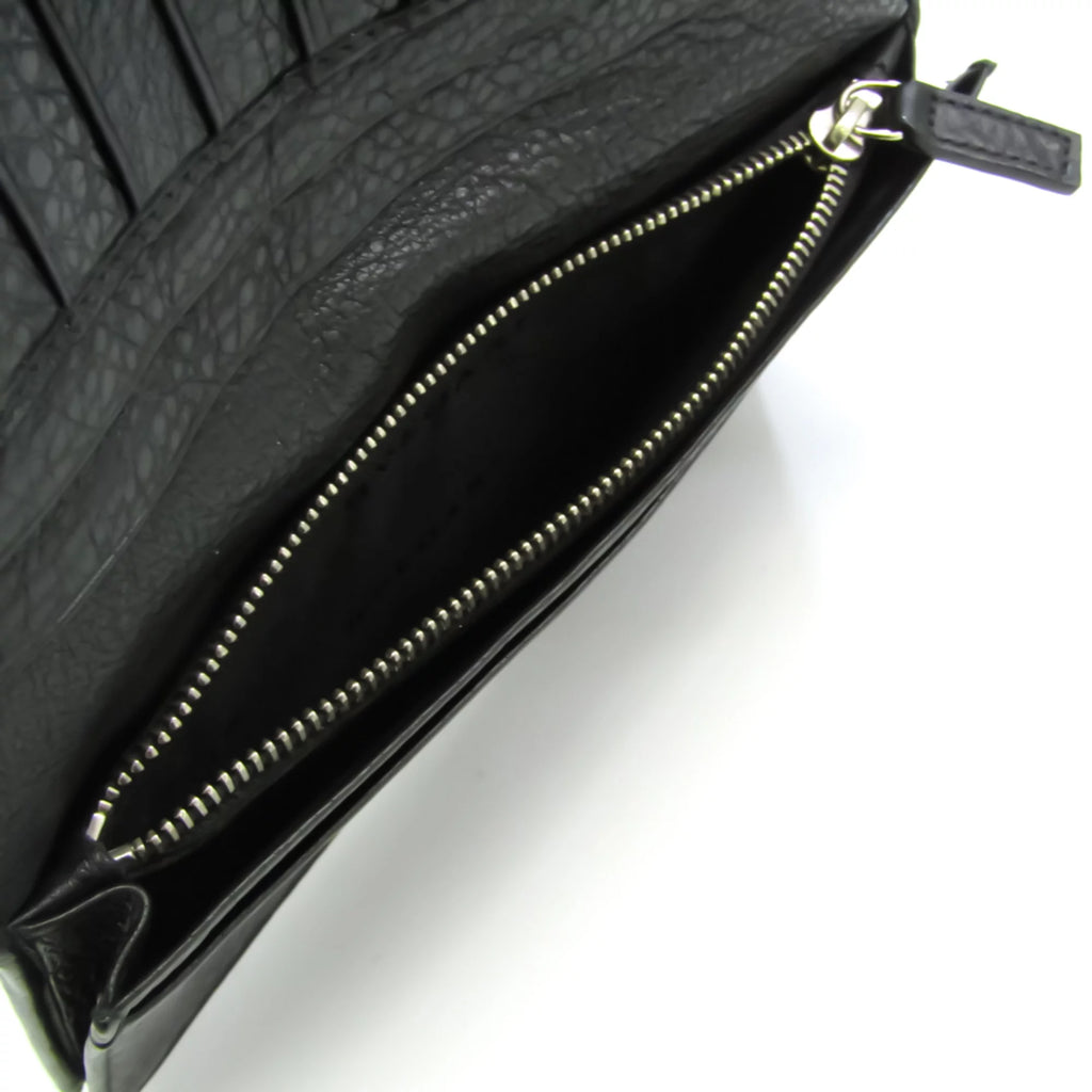 Pre-Owned Black Leather Long Wallet Y9831