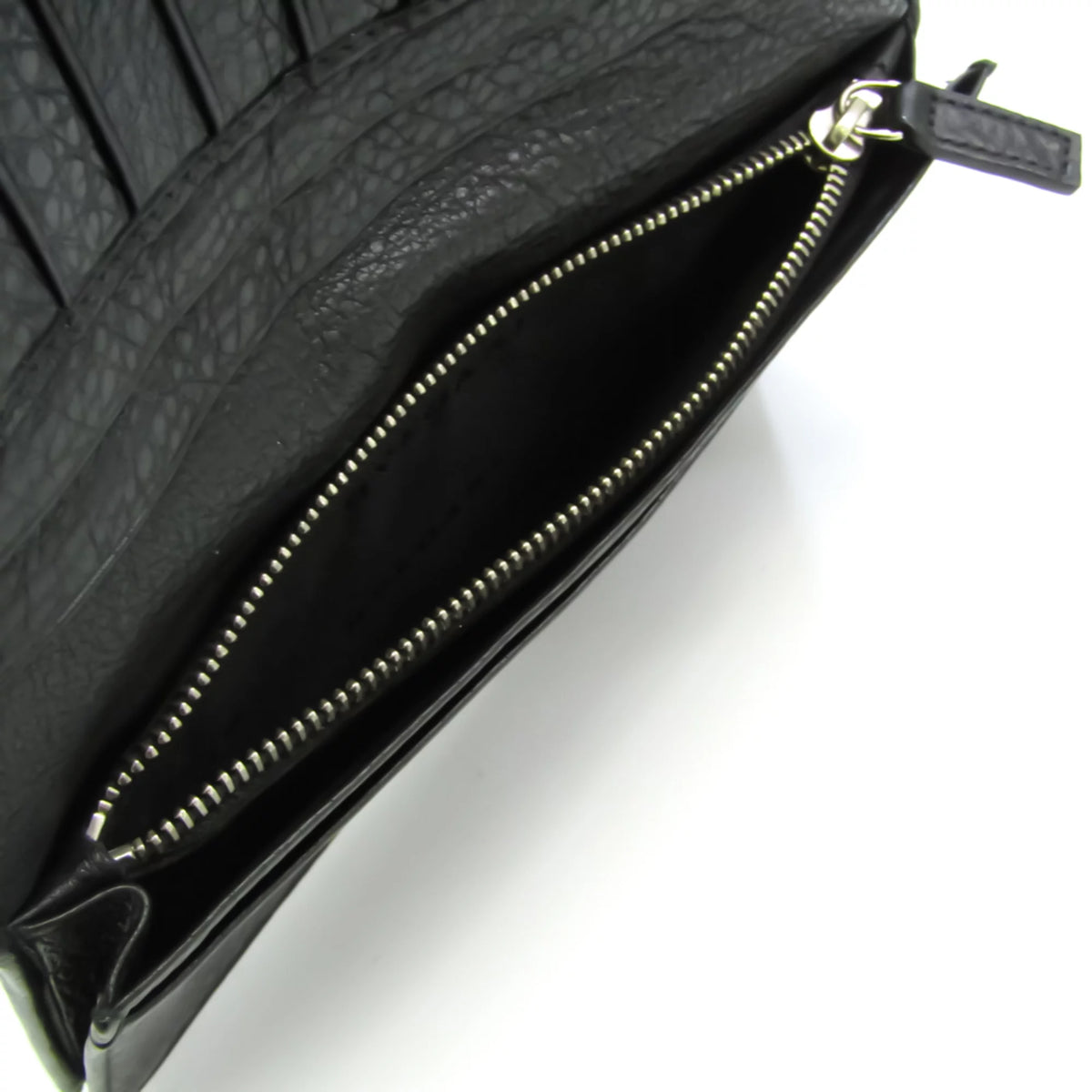 Pre-Owned Black Leather Long Wallet Y9831