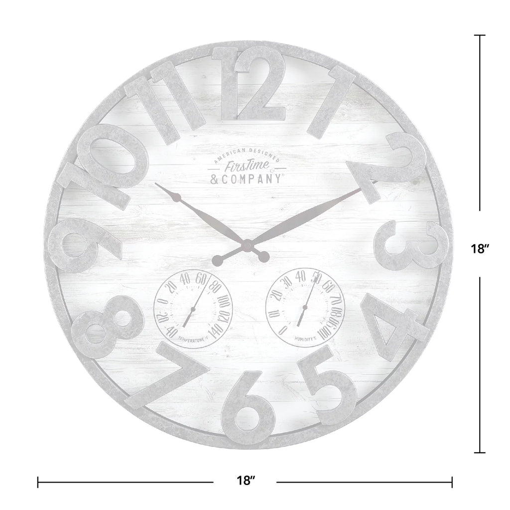 Dark Silver Shiplap Outdoor Wall Clock F23218