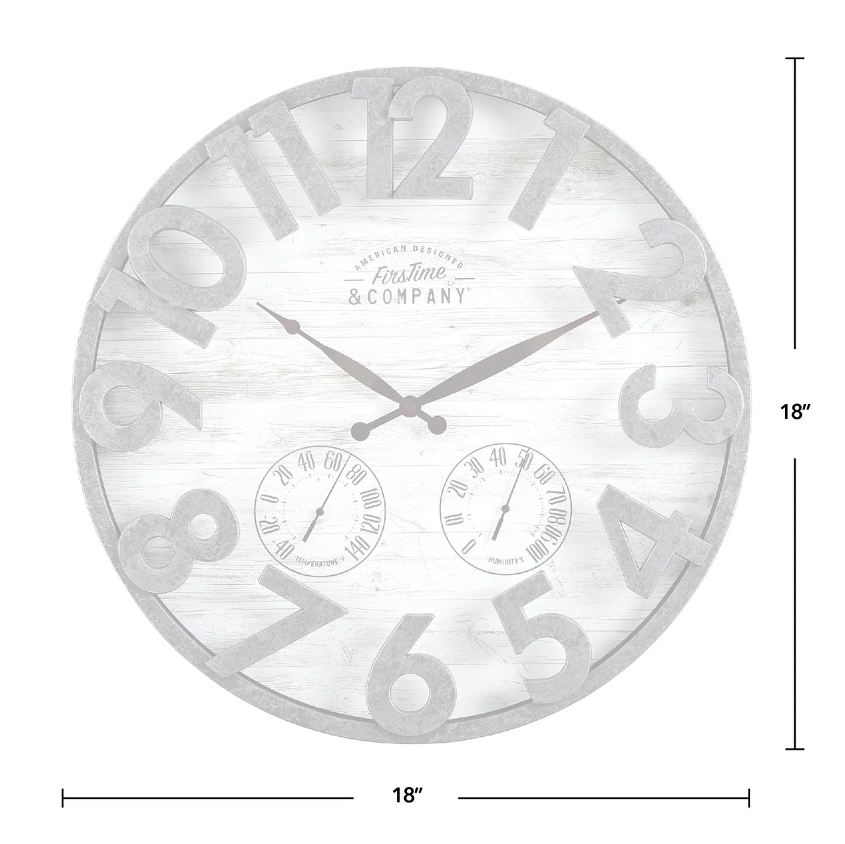 Dark Silver Shiplap Outdoor Wall Clock F23218