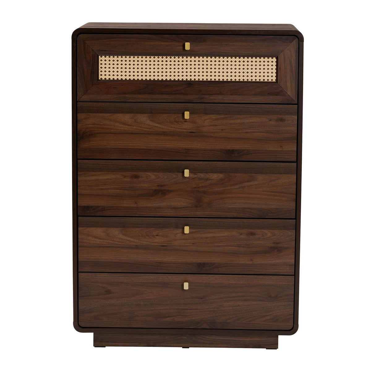 5 Drawer Walnut Brown Chest Y660
