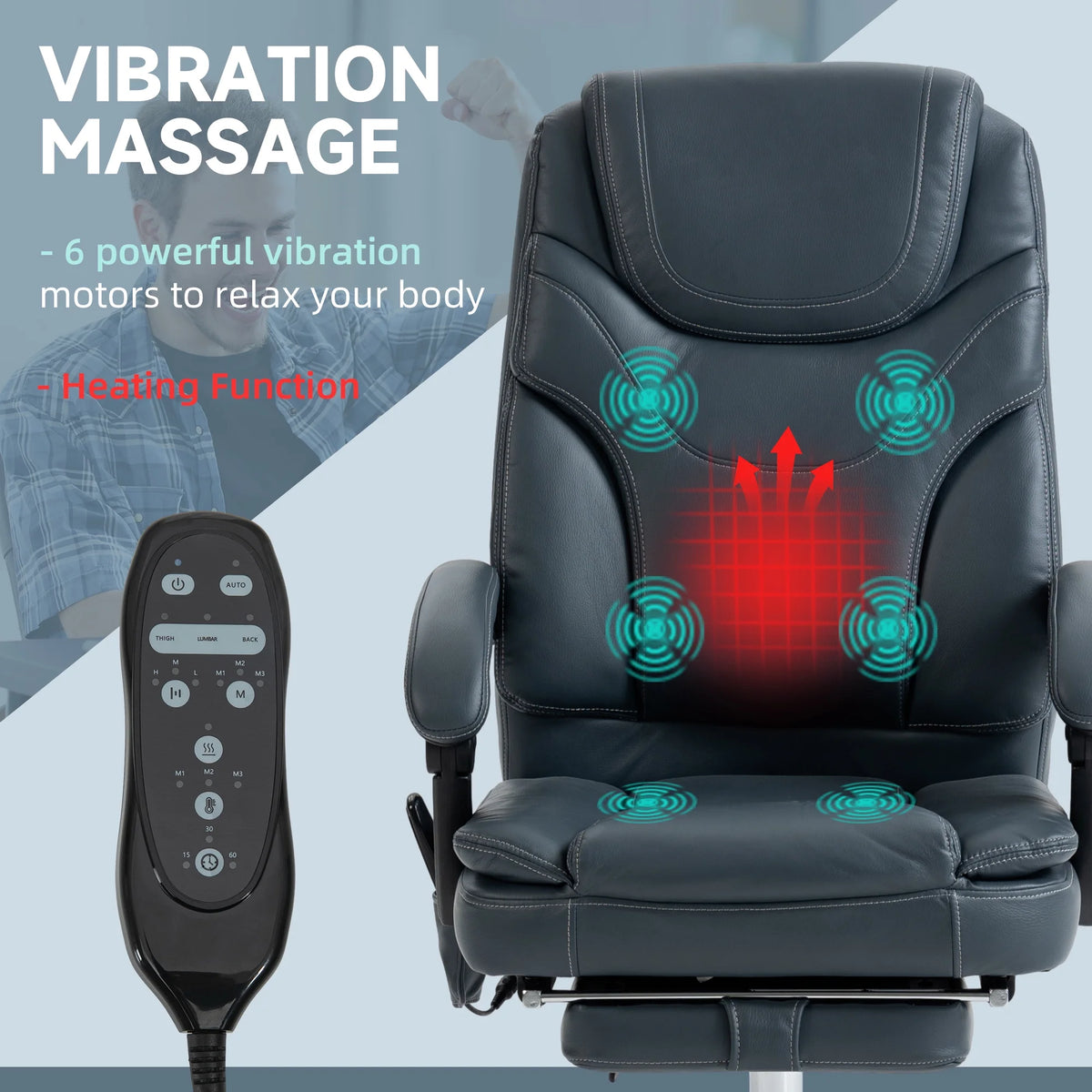 Gray PU Leather Massage Office Chair with Heat E6313