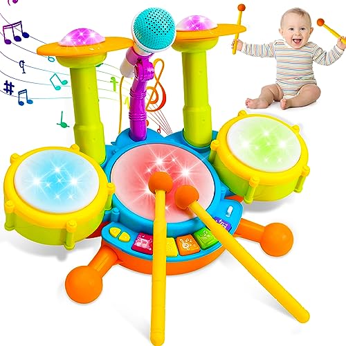 Kids Drum Set with Microphone U4094