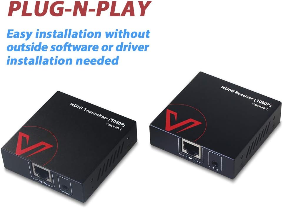 HDMI Extender Over Cat5e/6/6a/7 up to 1080P@60Hz 164ft/50m with IR Remote Control Pack of 2 E470