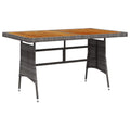 Acacia Wood Tabletop Gray Poly Rattan Outdoor Dining Table H18131