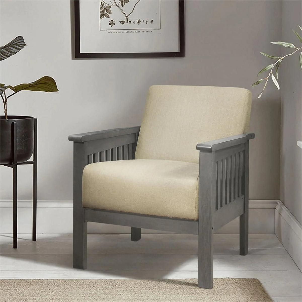 Light Brown Upholstered Accent Chair S2396
