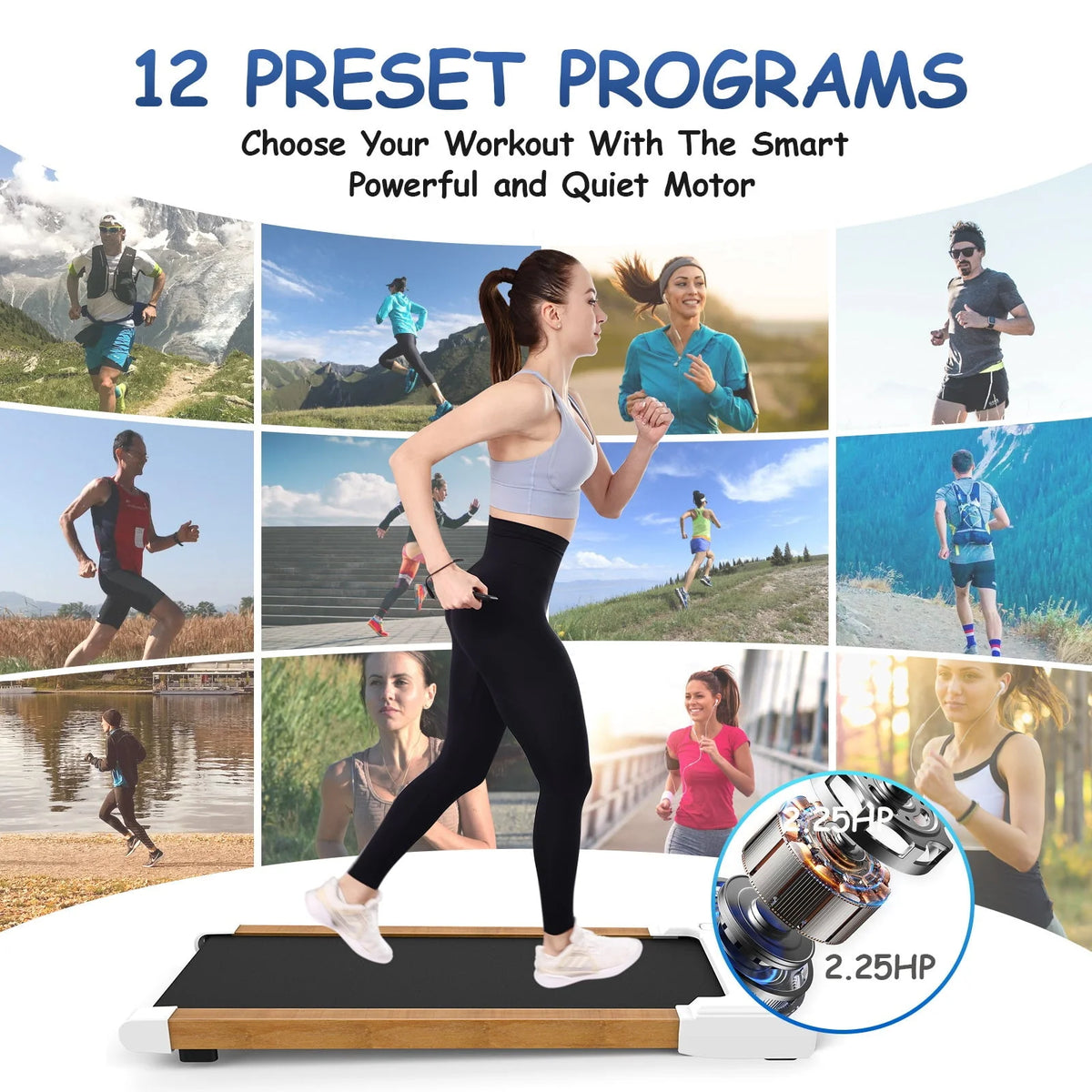 Portable Mini Treadmill 265 lbs Capacity with Remote Control U9575