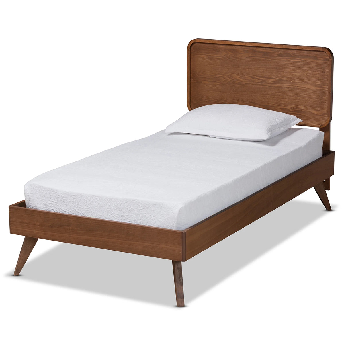 Twin Walnut Brown Engineered Wood Platform Bed K99715